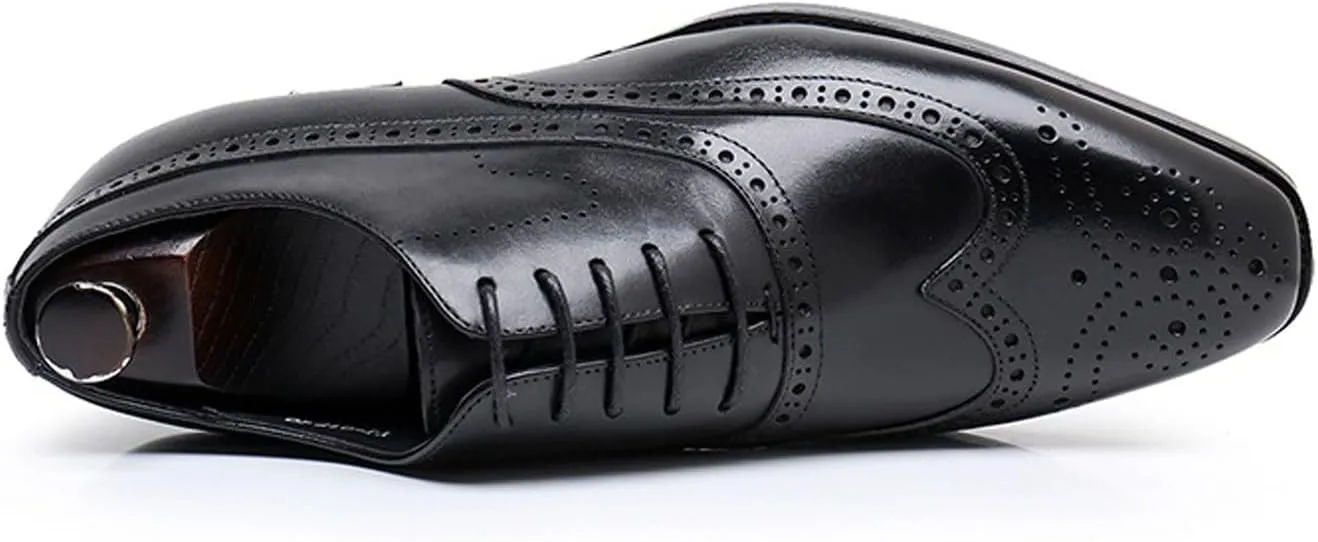 Mens Oxfords Dress Formal Shoes Genunie Leather Wingtips Brogues Oxford Fashion Business Casual Derby Modern Prom Wedding Suit Shoes Tuxedo Shoes for Men