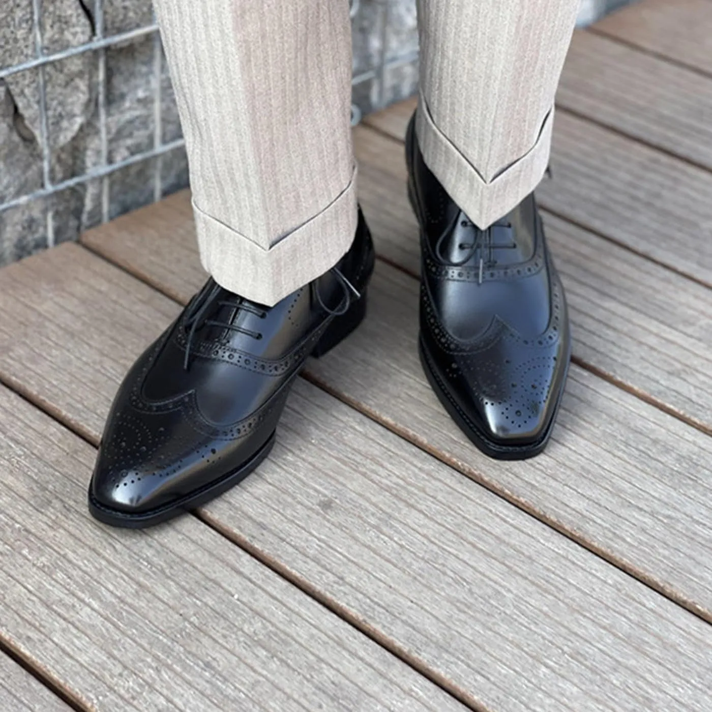 Mens Oxfords Dress Formal Shoes Genunie Leather Wingtips Brogues Oxford Fashion Business Casual Derby Modern Prom Wedding Suit Shoes Tuxedo Shoes for Men