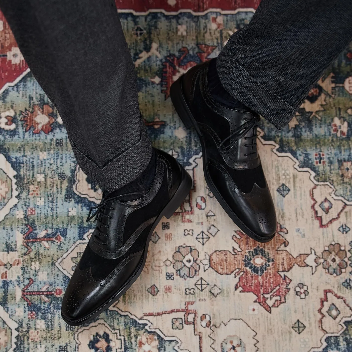 Mens Oxfords Dress Formal Shoes Genunie Leather Wingtips-Brogues Oxford Modern Business Casual Derby Fashion Prom Wedding Suit Shoes Tuxedo Shoes for Men