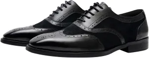 Mens Oxfords Dress Formal Shoes Genunie Leather Wingtips-Brogues Oxford Modern Business Casual Derby Fashion Prom Wedding Suit Shoes Tuxedo Shoes for Men