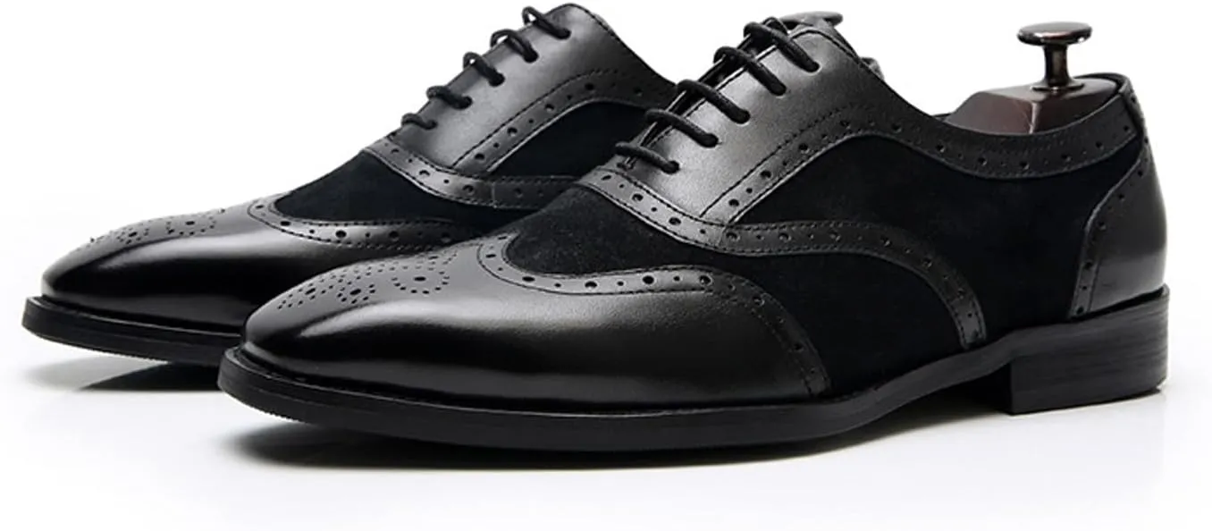 Mens Oxfords Dress Formal Shoes Genunie Leather Wingtips-Brogues Oxford Modern Business Casual Derby Fashion Prom Wedding Suit Shoes Tuxedo Shoes for Men