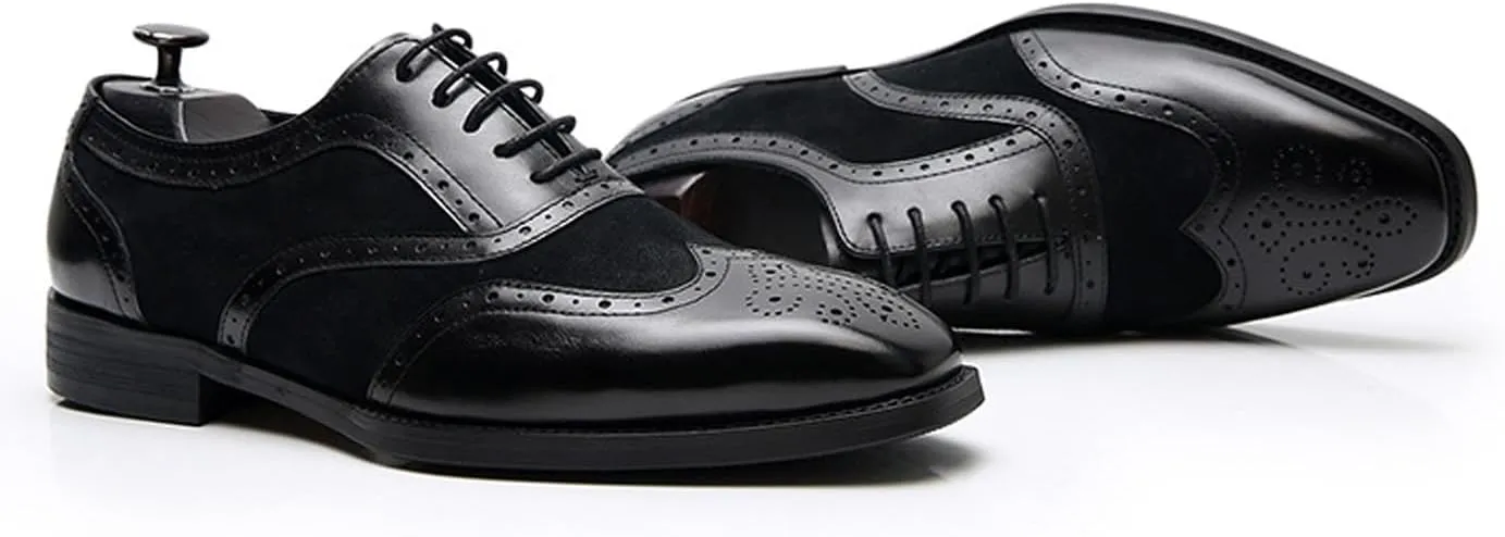 Mens Oxfords Dress Formal Shoes Genunie Leather Wingtips-Brogues Oxford Modern Business Casual Derby Fashion Prom Wedding Suit Shoes Tuxedo Shoes for Men