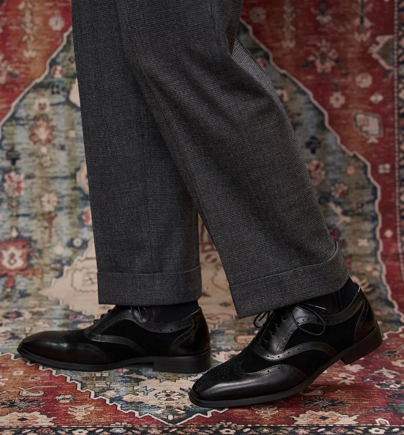 Mens Oxfords Dress Formal Shoes Genunie Leather Wingtips-Brogues Oxford Modern Business Casual Derby Fashion Prom Wedding Suit Shoes Tuxedo Shoes for Men