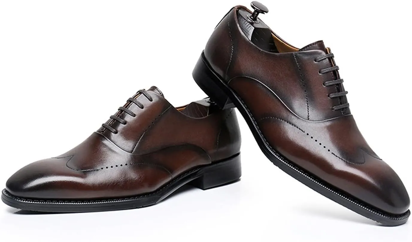 Mens Oxfords Formal Dress Shoes Genunie Leather Modern Suit Shoes Fashion Prom Wedding Business Casual Derby Tuxedo Shoes for Men