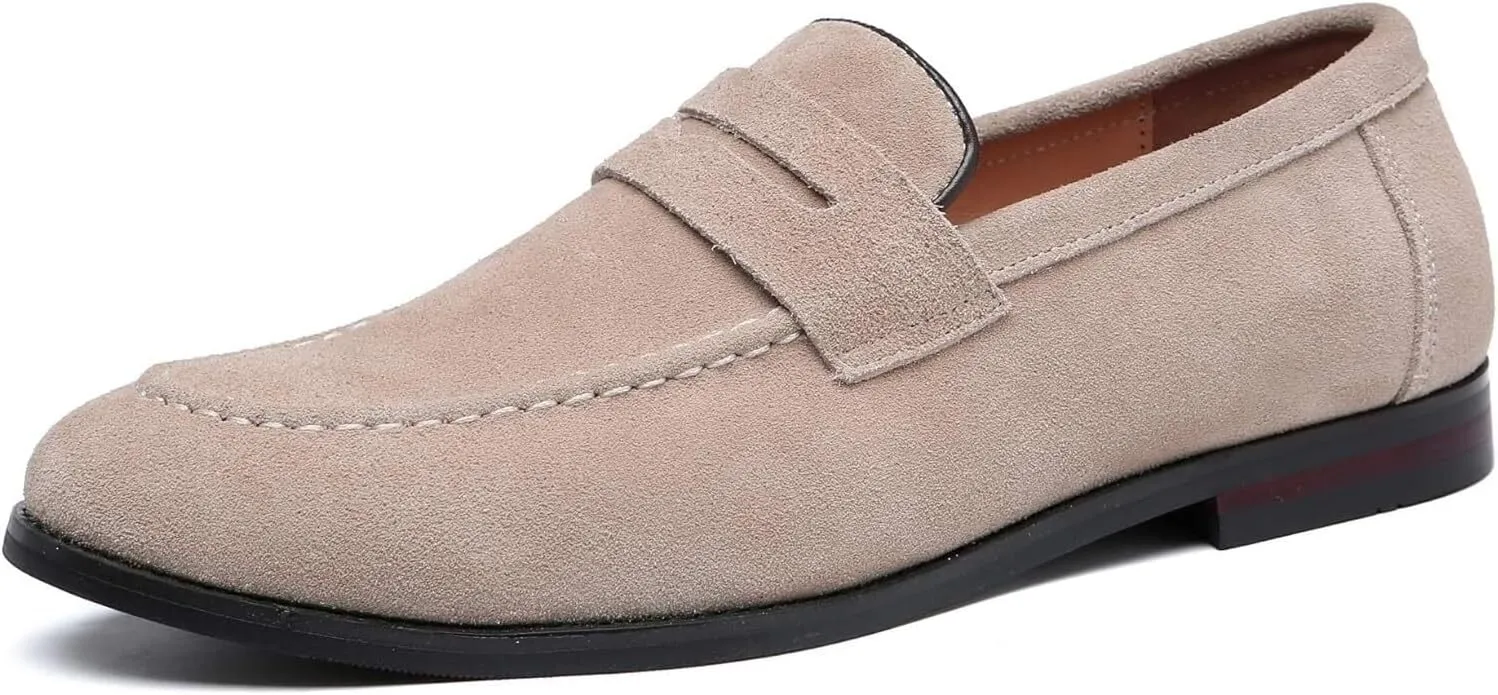 Mens Penny Slip On Suede Loafers Classic Comfortable Casual Men Shoes Boat Shoes for Outdoor Leisure Driving Dating