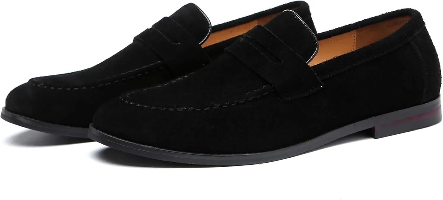 Mens Penny Slip On Suede Loafers Classic Comfortable Casual Men Shoes Boat Shoes for Outdoor Leisure Driving Dating