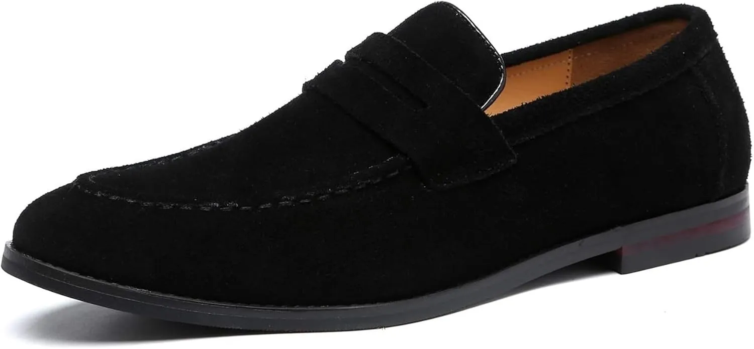 Mens Penny Slip On Suede Loafers Classic Comfortable Casual Men Shoes Boat Shoes for Outdoor Leisure Driving Dating