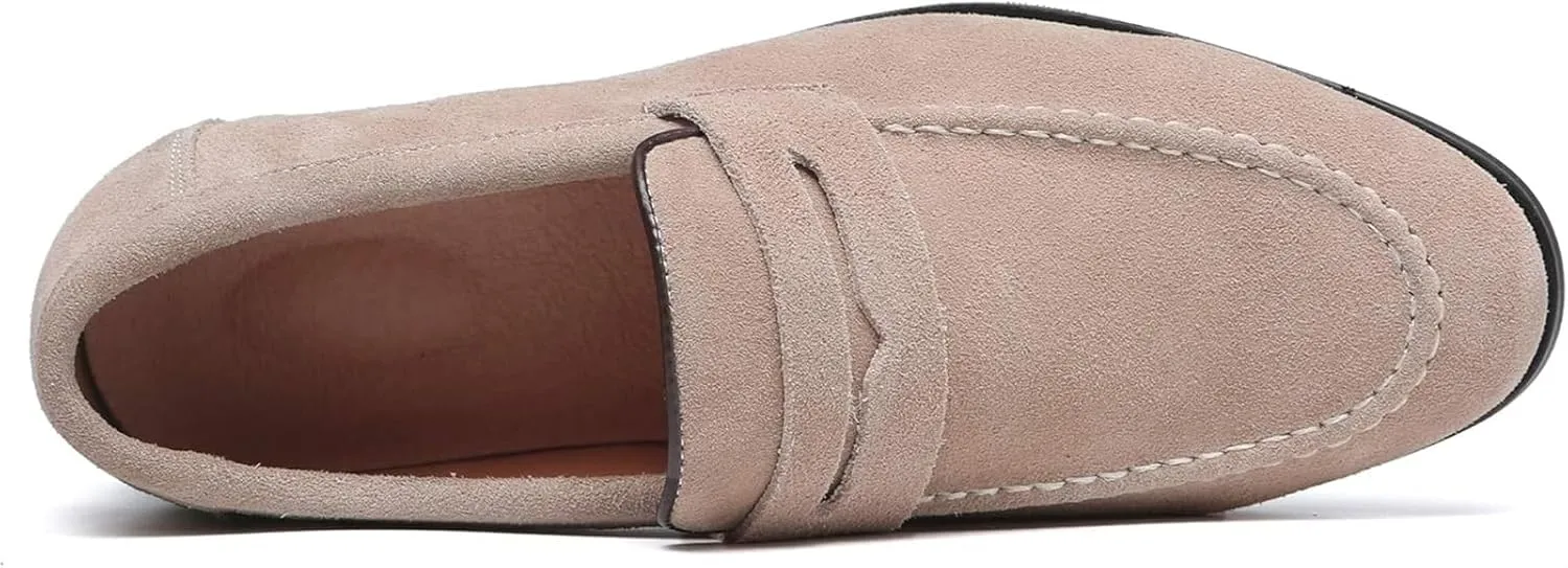 Mens Penny Slip On Suede Loafers Classic Comfortable Casual Men Shoes Boat Shoes for Outdoor Leisure Driving Dating