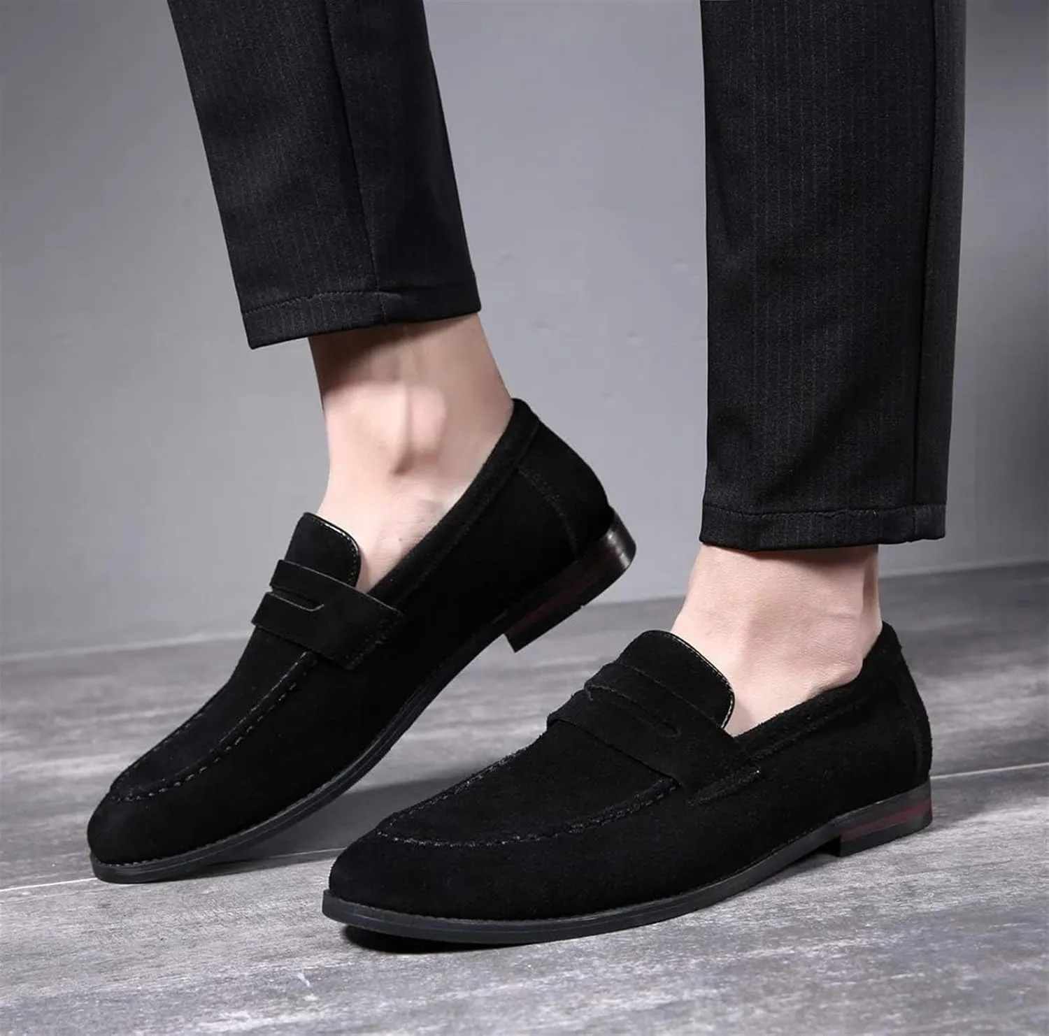 Mens Penny Slip On Suede Loafers Classic Comfortable Casual Men Shoes Boat Shoes for Outdoor Leisure Driving Dating