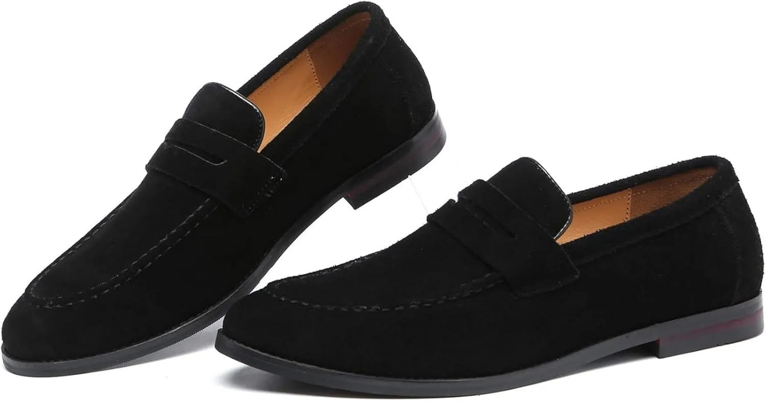 Mens Penny Slip On Suede Loafers Classic Comfortable Casual Men Shoes Boat Shoes for Outdoor Leisure Driving Dating