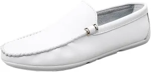 Men's PU Leather Loafers, Classic Round Toe Driving Shoes, Lightweight Flexible Solid Color Slip-Ons for Comfortable Walking