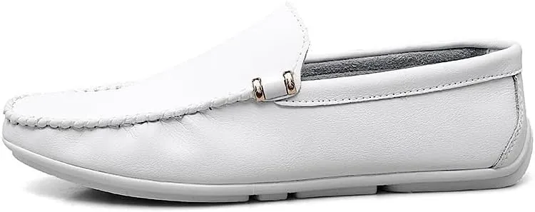 Men's PU Leather Loafers, Classic Round Toe Driving Shoes, Lightweight Flexible Solid Color Slip-Ons for Comfortable Walking