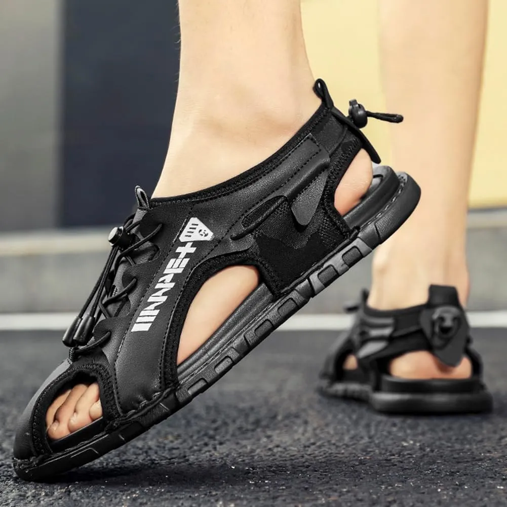 Mens Sandals Slippers Leather Closed Toe Athletic Sport Sandals Shoes