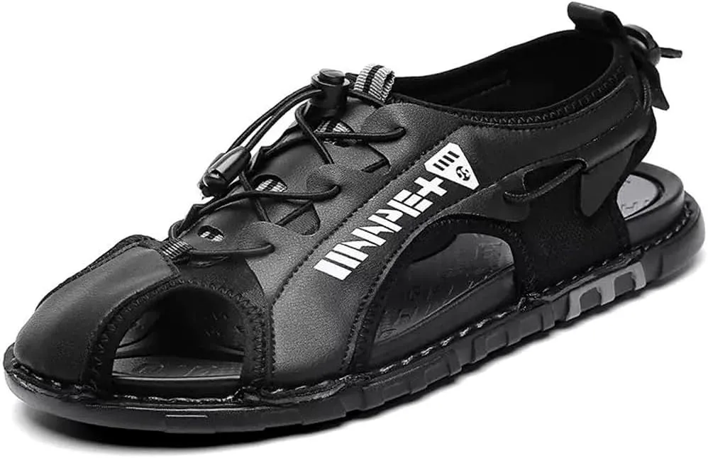 Mens Sandals Slippers Leather Closed Toe Athletic Sport Sandals Shoes