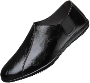 Men's Slip-On Leather Loafers, Genuine Leather Business Dress Shoes, Formal Oxfords