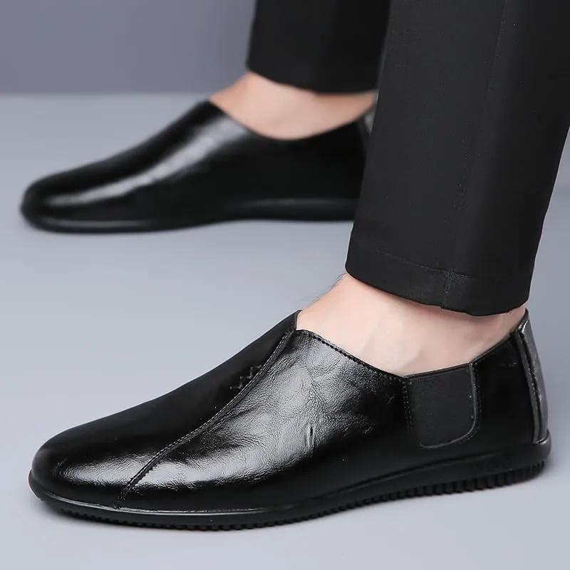 Men's Slip-On Leather Loafers, Genuine Leather Business Dress Shoes, Formal Oxfords