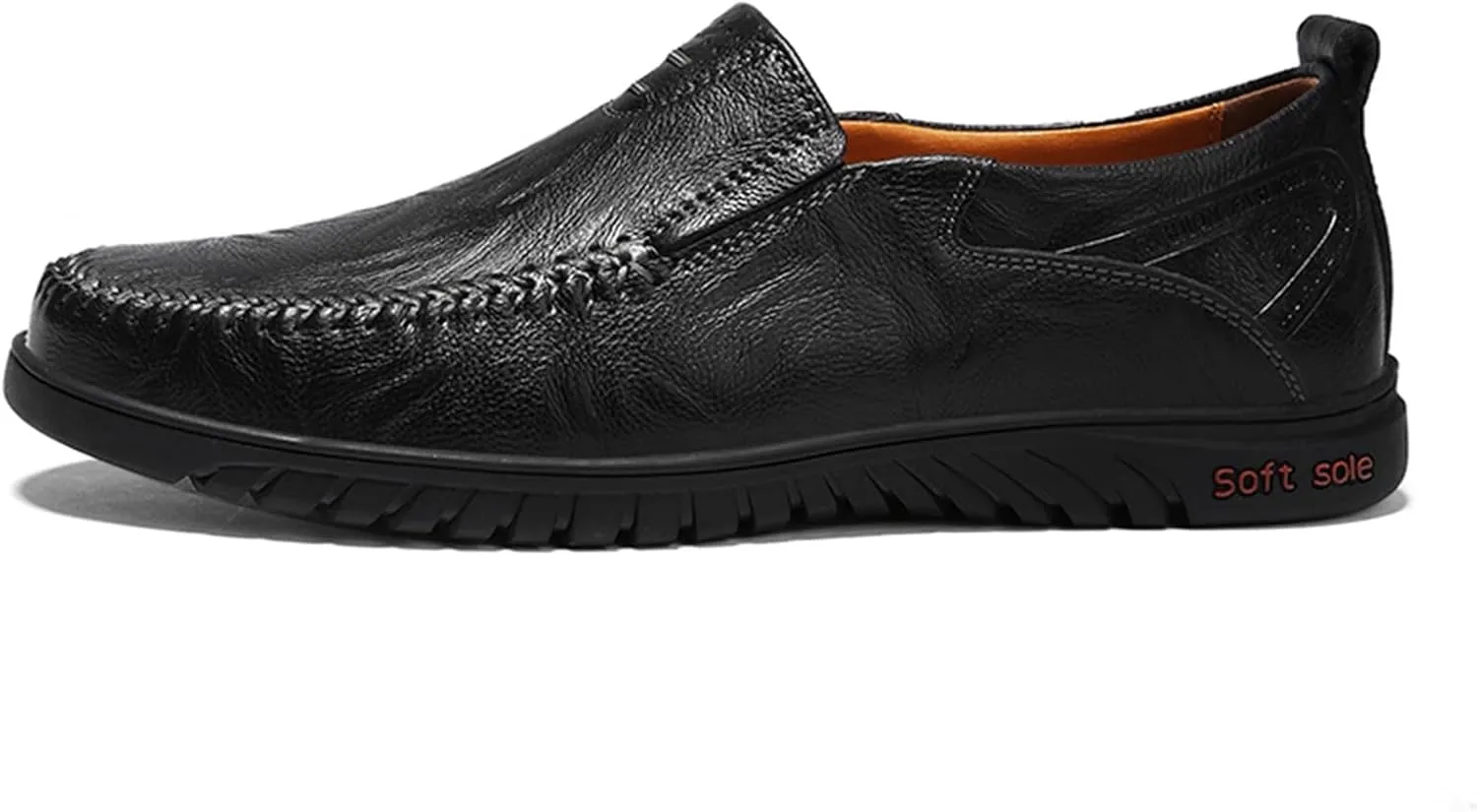 Mens Slip on Leather Shoes Non Slip Flat Walking Leather Shoes Comfortable Daily Work Loafers with Soft Sole Mens Supple Business Office Casual Shoe Durable Footwear for Men