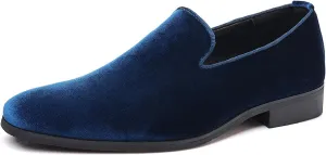 Men's Slip-On Smoking Loafers,Trendy Suede Classic Tuxedo Dress Shoes Party Wedding Penny Casual Shoes