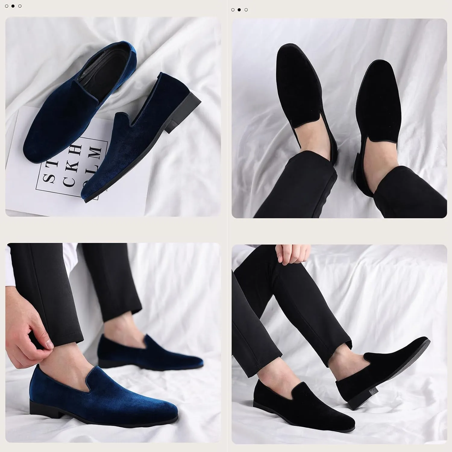 Men's Slip-On Smoking Loafers,Trendy Suede Classic Tuxedo Dress Shoes Party Wedding Penny Casual Shoes