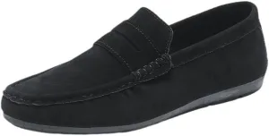 Men's Suede Leather Loafers –Lightweight Comfortable Flat Heel Slip-Ons with Lace-Up Driving Style, Anti-Slip Casual Shoes