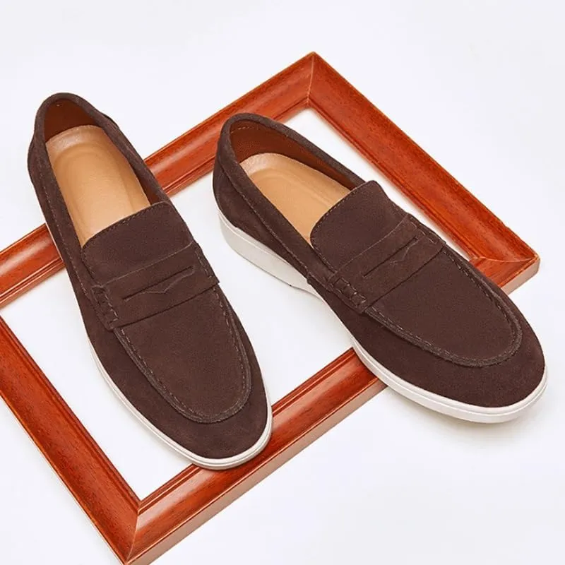 Mens Suede Loafers Casual Lightweight Soft Non Slip Walking Shoes