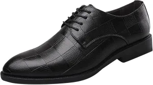 Mens Supple Business Formal Shoes Lace Matte Leather Shoes for Men with Arch Support Non Slip Waterproof Leather Shoe Comfortable Office Shoe Black Dress Boots for Men Breathable Derbby