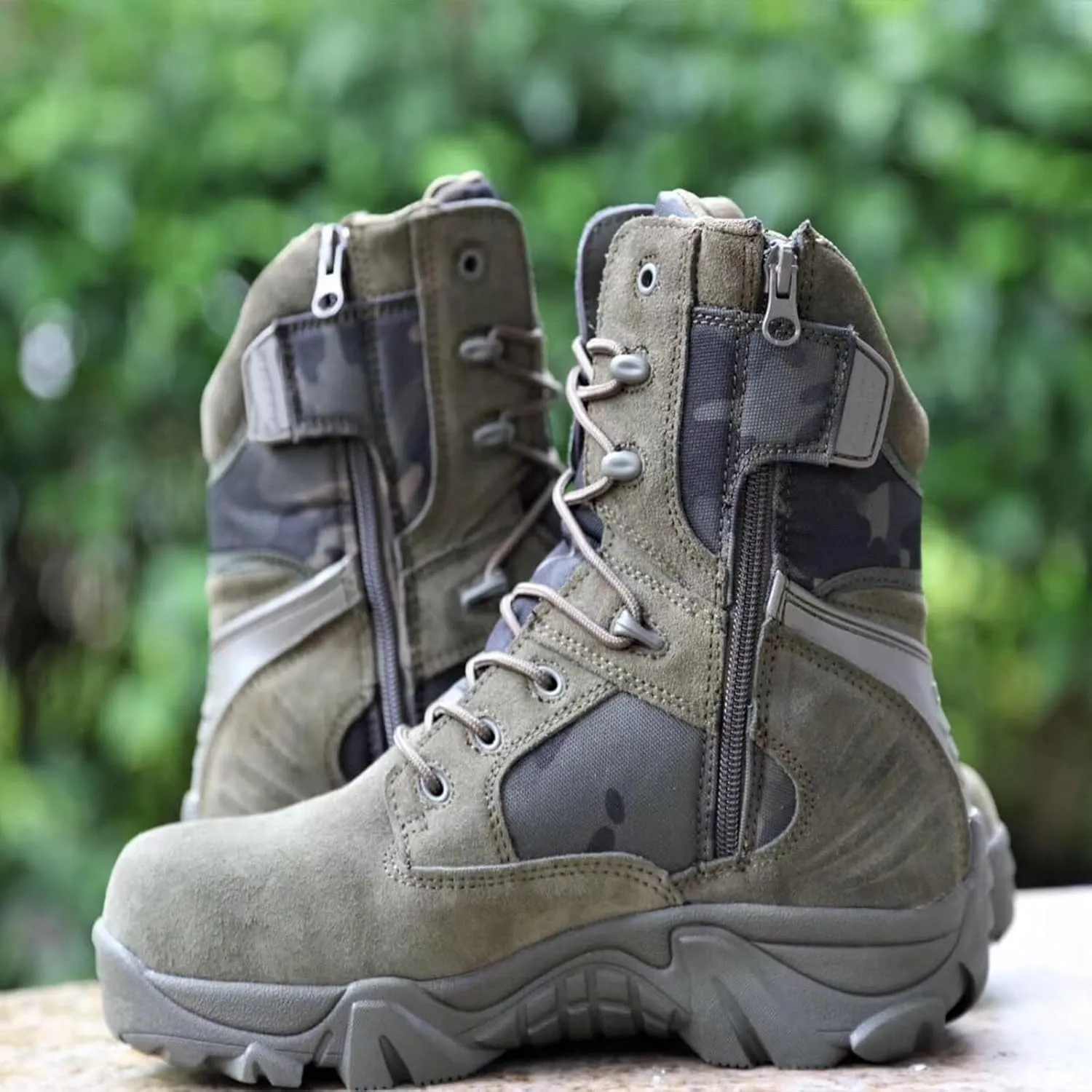 Men's Tactical Boots, Lightweight Outdoor Hiking Boots, Side Zipper Jungle Boots, Comfort Durable Breathable