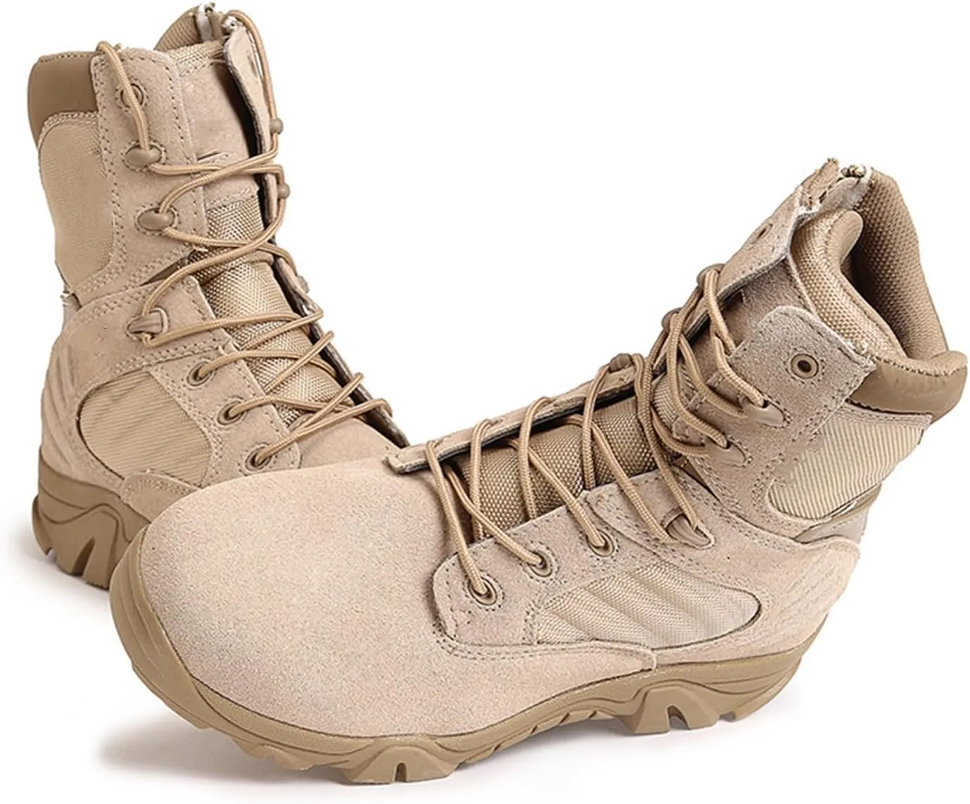 Men's Tactical Boots, Lightweight Outdoor Hiking Boots, Side Zipper Jungle Boots, Comfort Durable Breathable