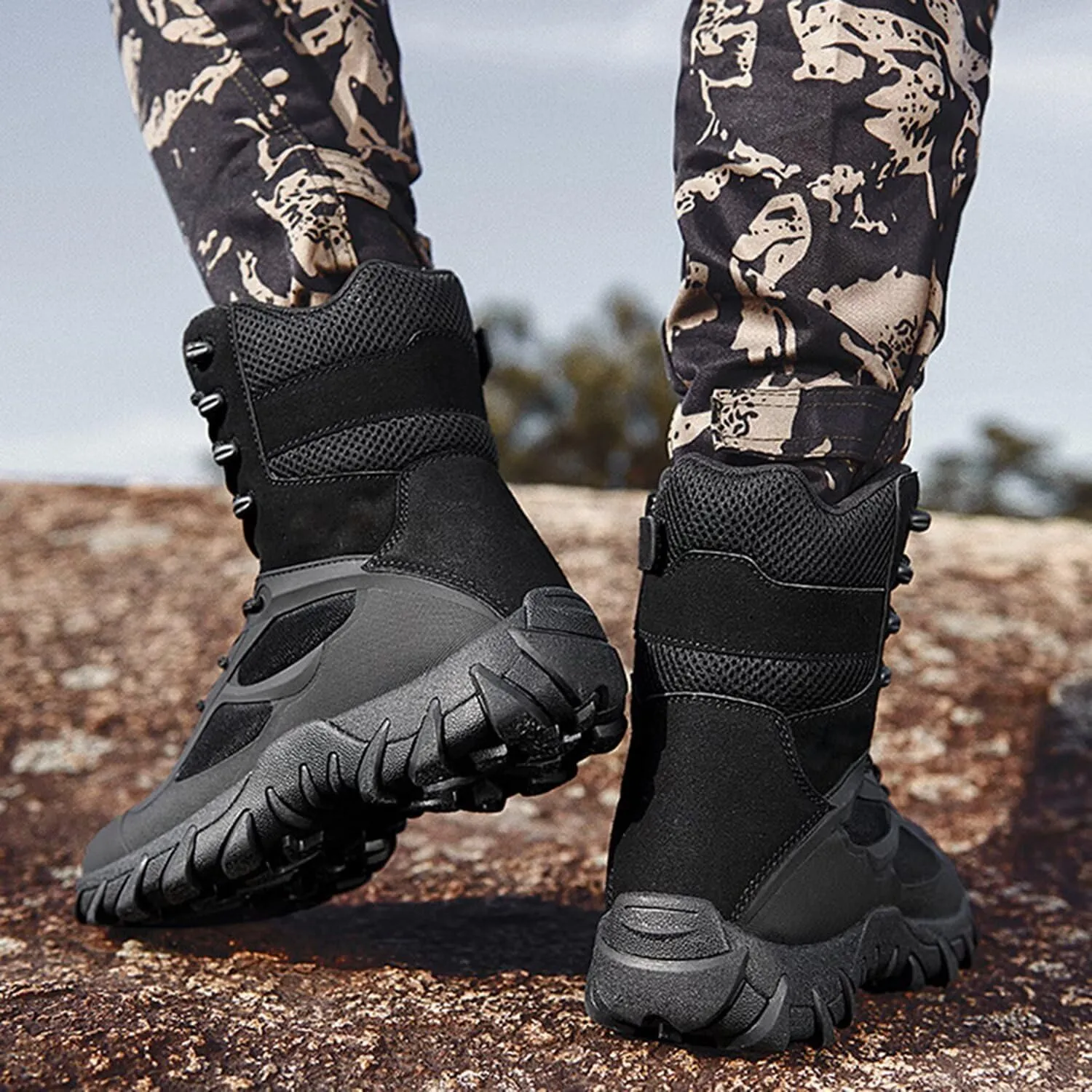 Men's Tactical Boots Lightweight Work Boots for Durable Suede Leather Military Breathable Jungle Desert Combat Boots