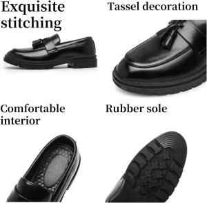 Men's Tassel Loafers Slip-On Leather Dress Shoes with Classic Design Comfortable Formal Shoes for Business or Casual Wear