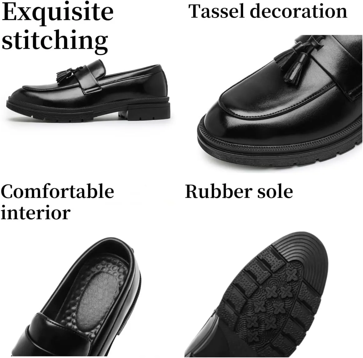 Men's Tassel Loafers Slip-On Leather Dress Shoes with Classic Design Comfortable Formal Shoes for Business or Casual Wear