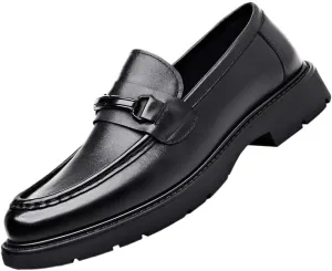 Men's Vintage Loafers Shoes Vegan Leather Moccasins Shoe Round Toe Solid Color Slip-on