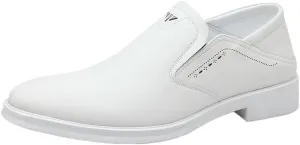 Mens Vintage Loafers Vegan Leather Business Solid Color Classic Party Wedding Block Heel Casual Slip On