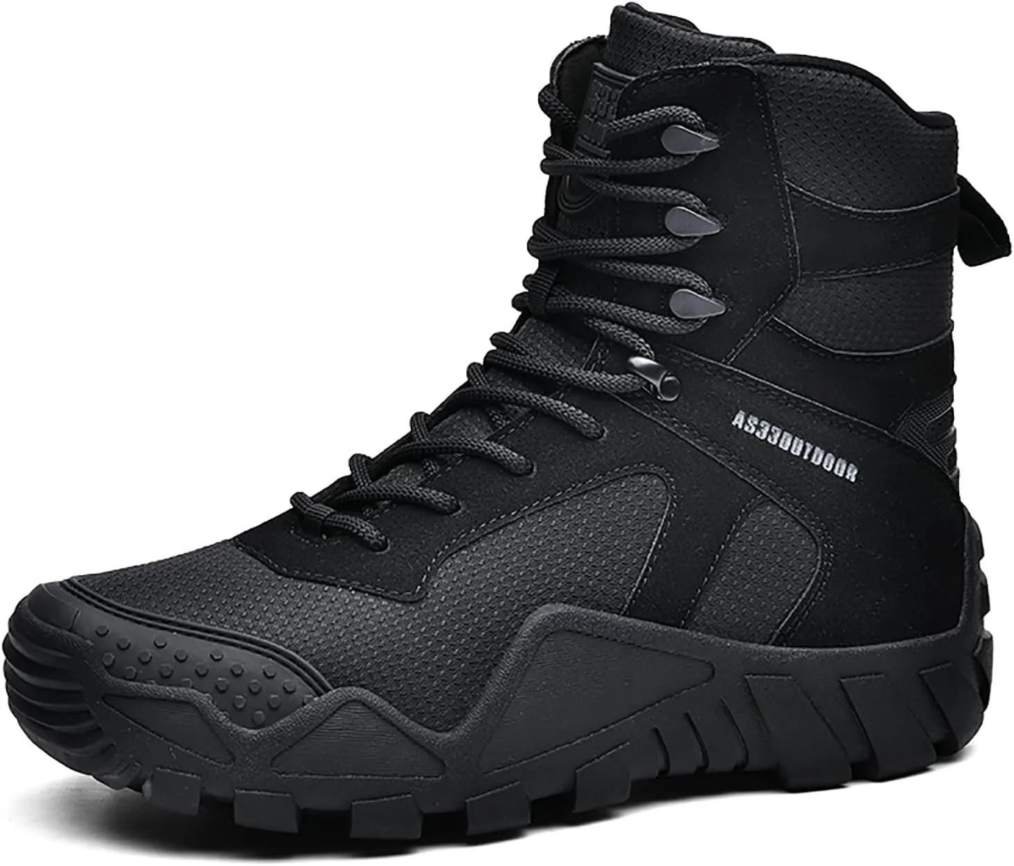 Men's Waterproof Military Tactical Boots Comfort Durable Leather Lace-Up Non-Slip Platform Hiking Boots Outdoor Motorcycle Combat Boots