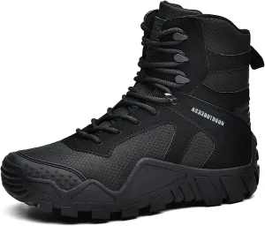 Men's Waterproof Military Tactical Boots Comfort Durable Leather Lace-Up Non-Slip Platform Hiking Boots Outdoor Motorcycle Combat Boots