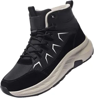 Mens Winter Snow Boots Warm Plush Lined Hiking Boots Anti-Slip Walking Ankle Boots Leather Outdoor Boot