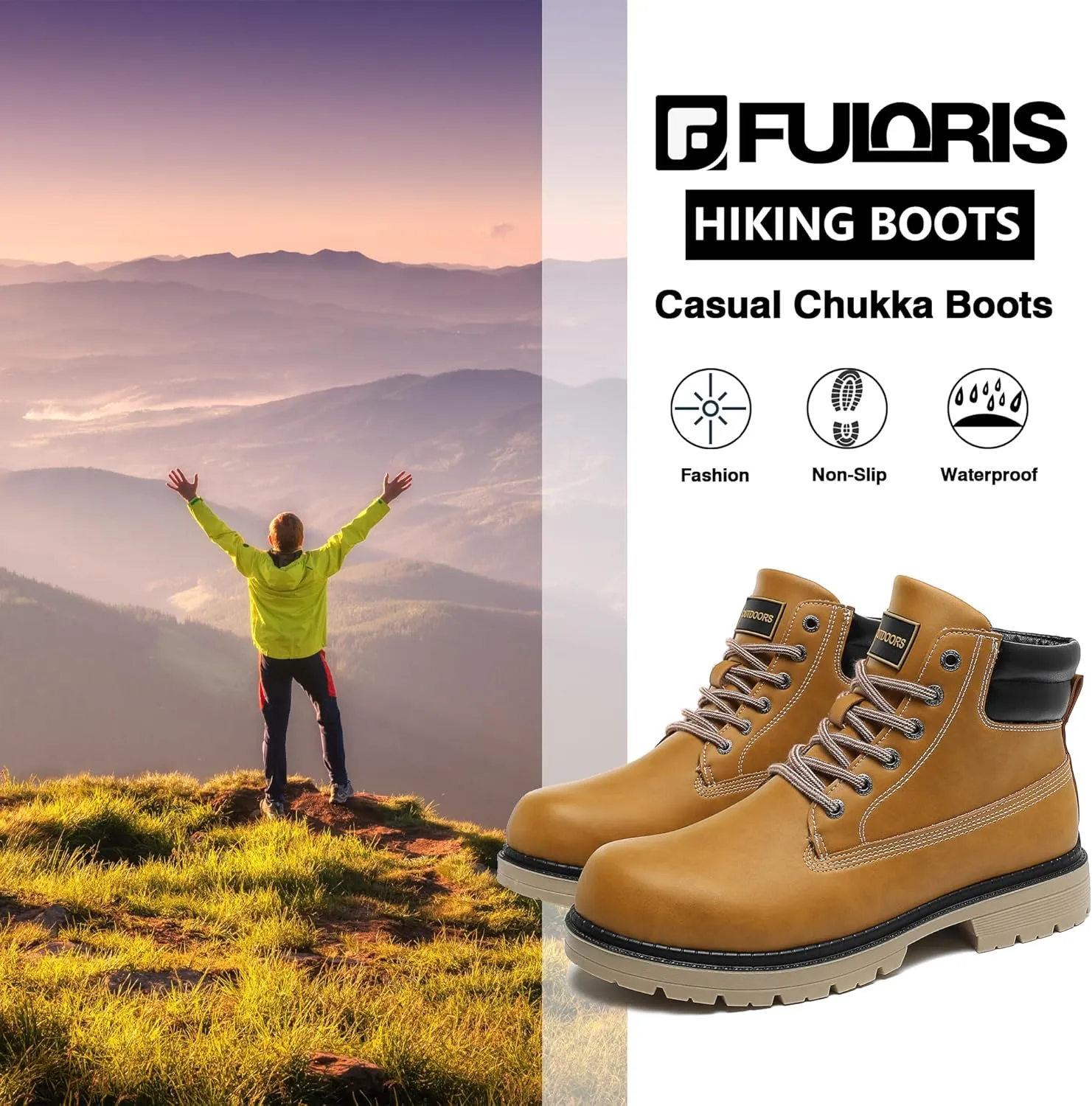 Men's Women's Hiking Boots Casual Chukka Boots Non Slip Outdoor Boot Waterproof Lightweight Ankle Boots Lace Up Walking Booties