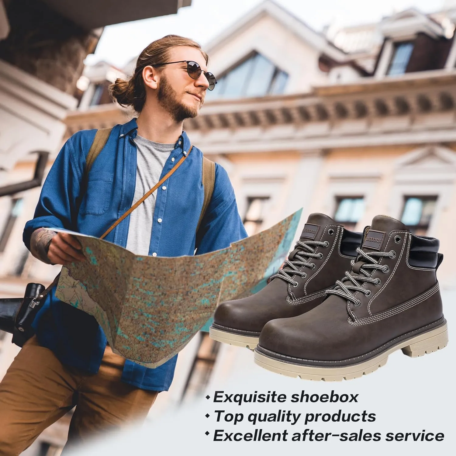 Men's Women's Hiking Boots Casual Chukka Boots Non Slip Outdoor Boot Waterproof Lightweight Ankle Boots Lace Up Walking Booties