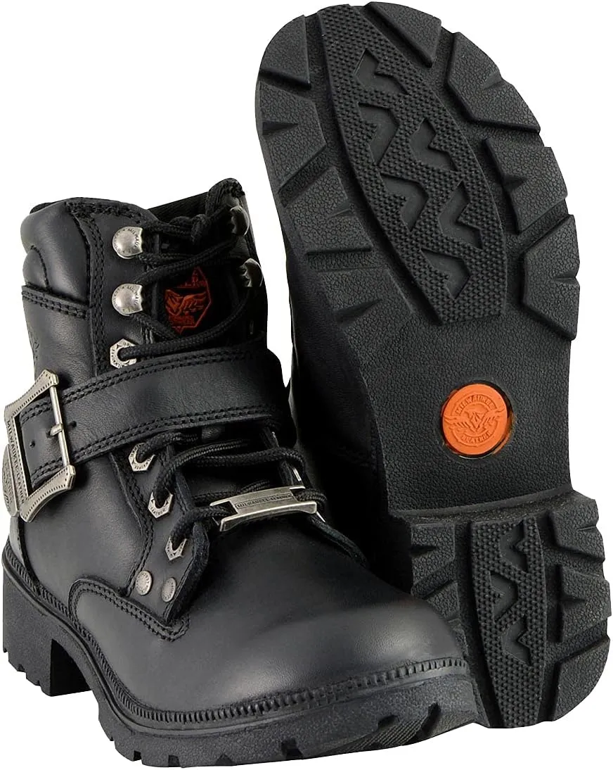Milwaukee Leather MBL9310 Women's Lace-Up Black Leather Engineer Motorcycle Rider Boots