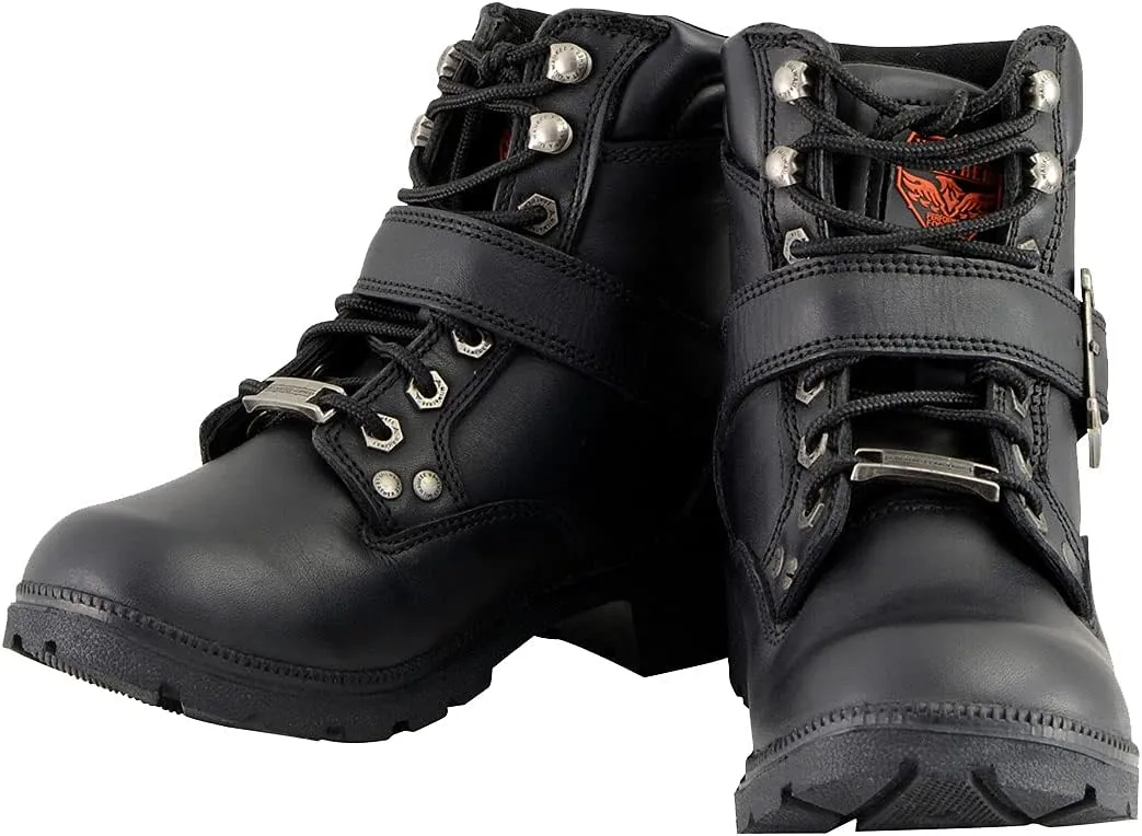 Milwaukee Leather MBL9310 Women's Lace-Up Black Leather Engineer Motorcycle Rider Boots