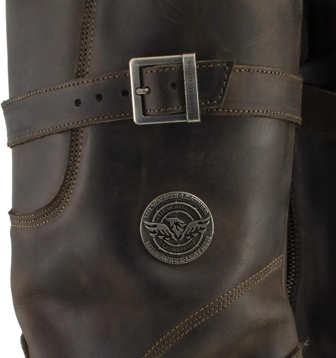 Milwaukee Leather MBM9063 Men's Classic Distressed Brown Leather Motorcycle Engineer Riding Biker Boots - 11.5
