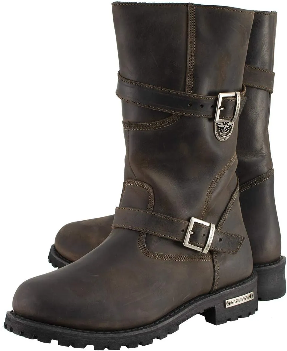 Milwaukee Leather MBM9063 Men's Classic Distressed Brown Leather Motorcycle Engineer Riding Biker Boots - 11.5