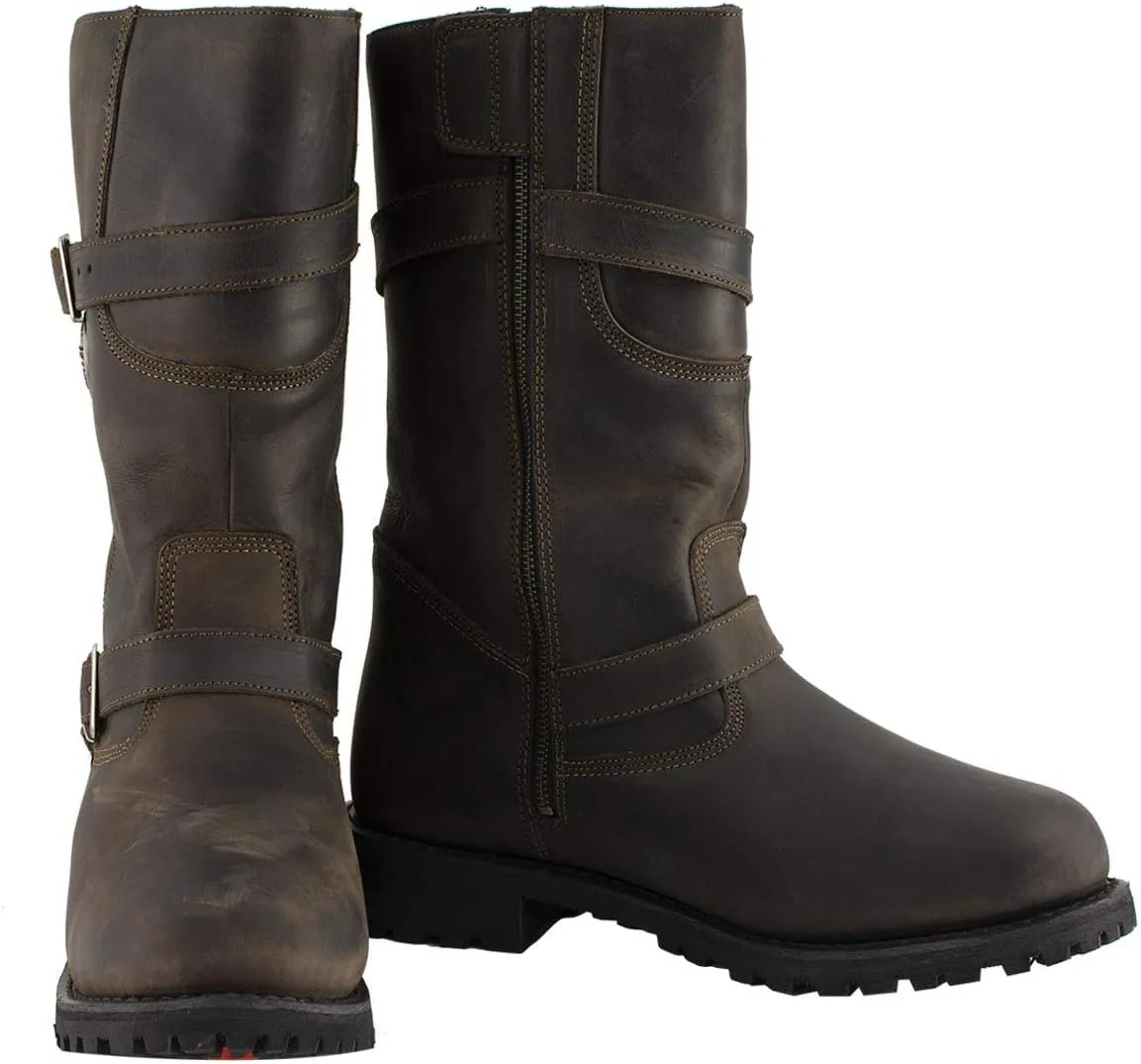 Milwaukee Leather MBM9063 Men's Classic Distressed Brown Leather Motorcycle Engineer Riding Biker Boots - 11.5