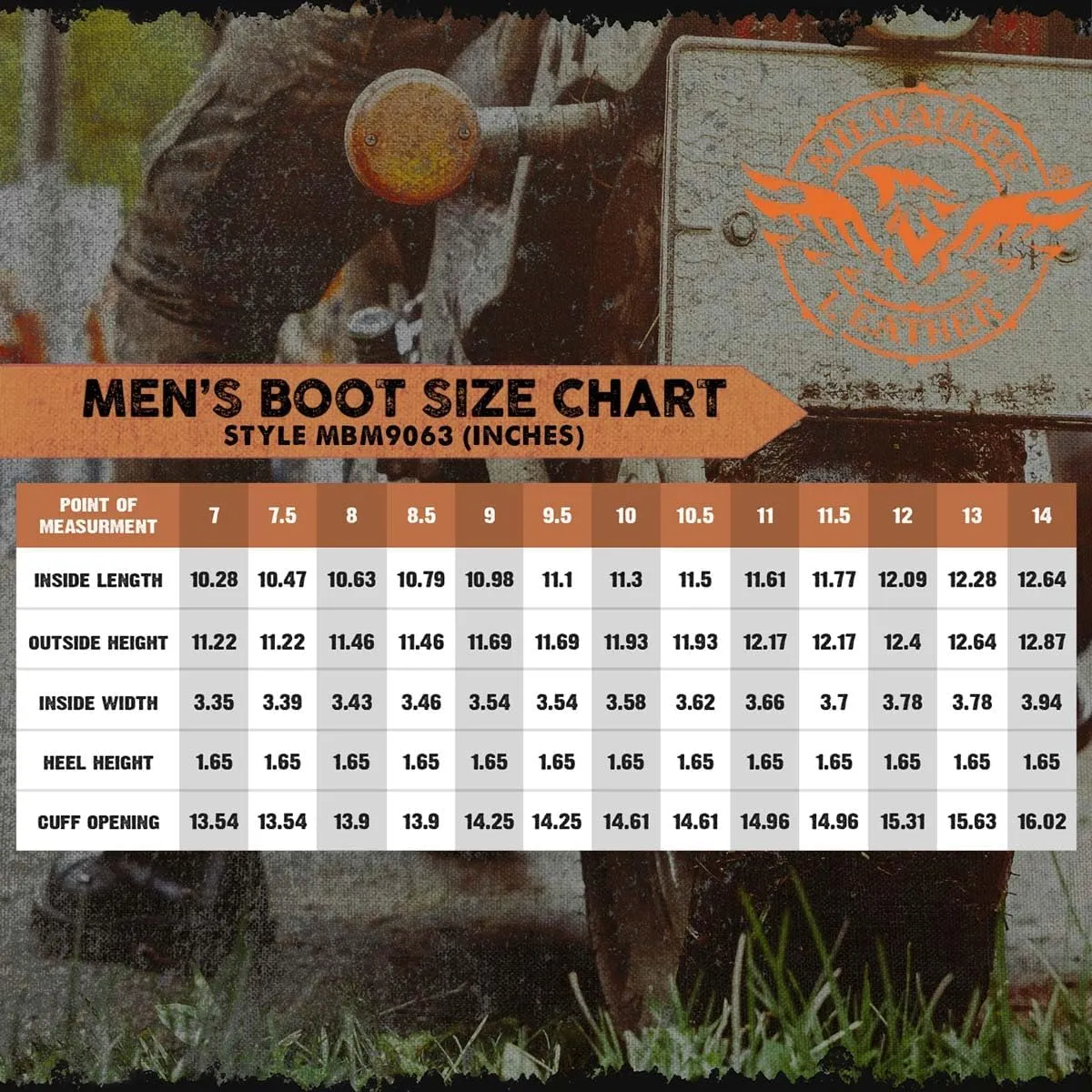 Milwaukee Leather MBM9063 Men's Classic Distressed Brown Leather Motorcycle Engineer Riding Biker Boots - 11.5