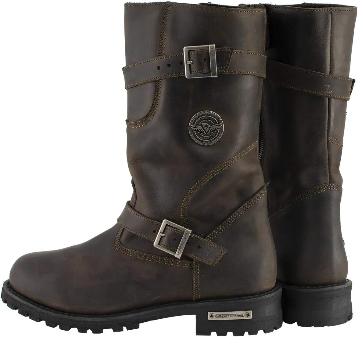 Milwaukee Leather MBM9063 Men's Classic Distressed Brown Leather Motorcycle Engineer Riding Biker Boots - 11.5