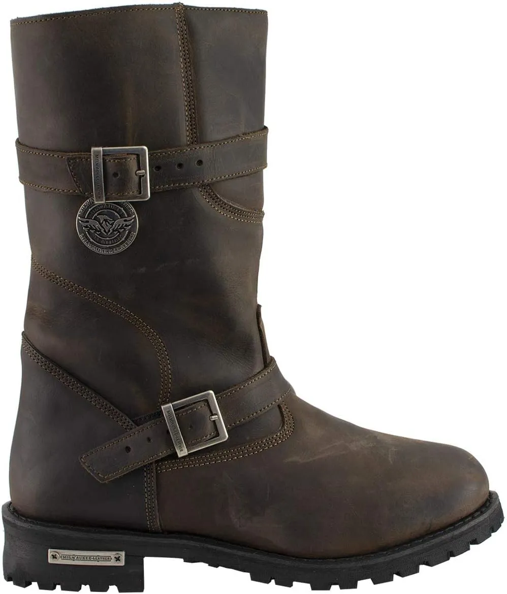 Milwaukee Leather MBM9063 Men's Classic Distressed Brown Leather Motorcycle Engineer Riding Biker Boots - 11.5