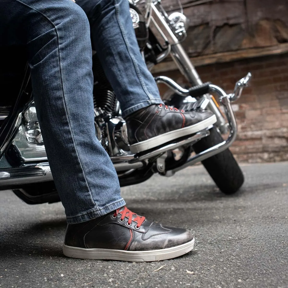 Milwaukee Leather Men's Motorcycle Reinforced Street Biker Casual Riding Shoes Leather Suede Canvas - 10.5