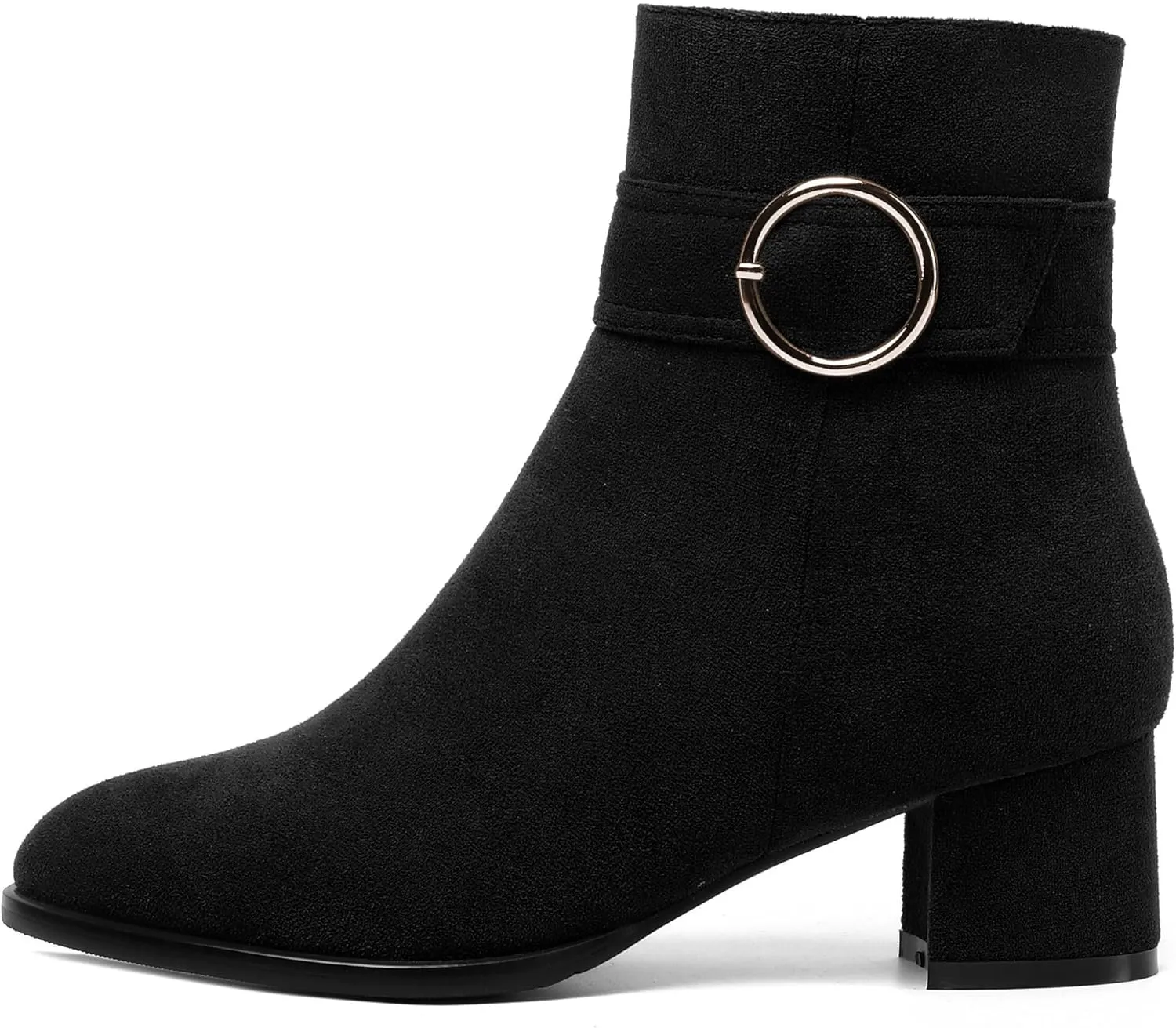 MOVINSTEPS Ankle Boots for Women Low Chunky Heel Wide Width Suede Short Booties Comfortable Casual Business Fashion Dressy Fall Winter Boots 2 Inch