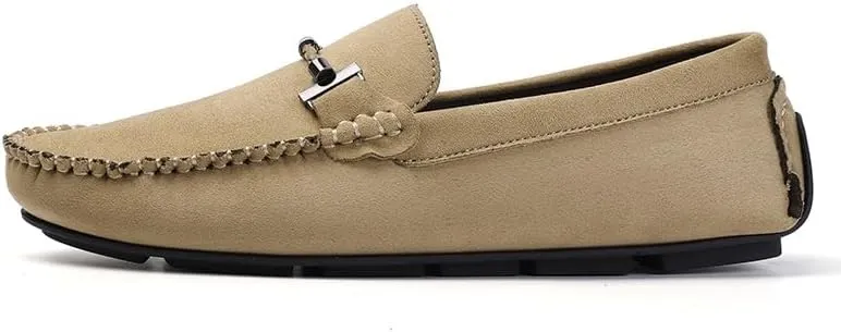 New Mens Loafers Shoe Suede Vamp Round Toe Driving Shoes Lightweight Comfortable Flat Heel Classic Slip-on