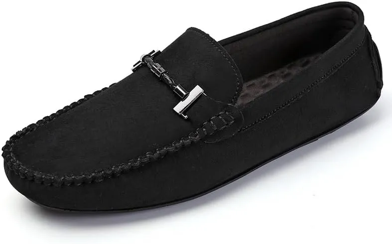 New Mens Loafers Shoe Suede Vamp Round Toe Driving Shoes Lightweight Comfortable Flat Heel Classic Slip-on
